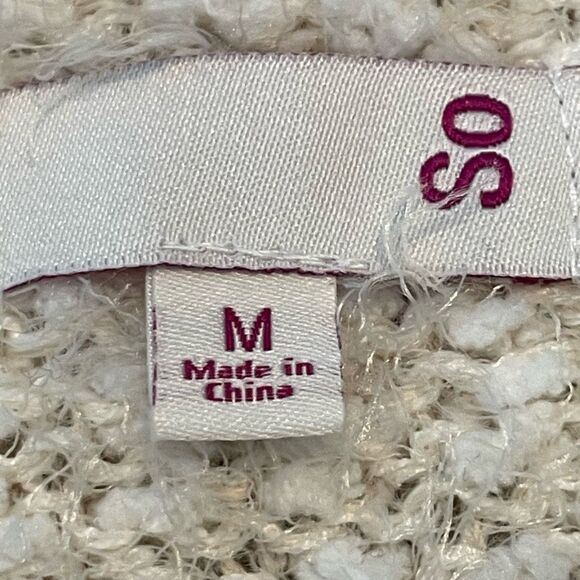 SO Oversized Crewneck Eyelash Knit Sweater Cream Pink Tan  M - Picture 5 of 7